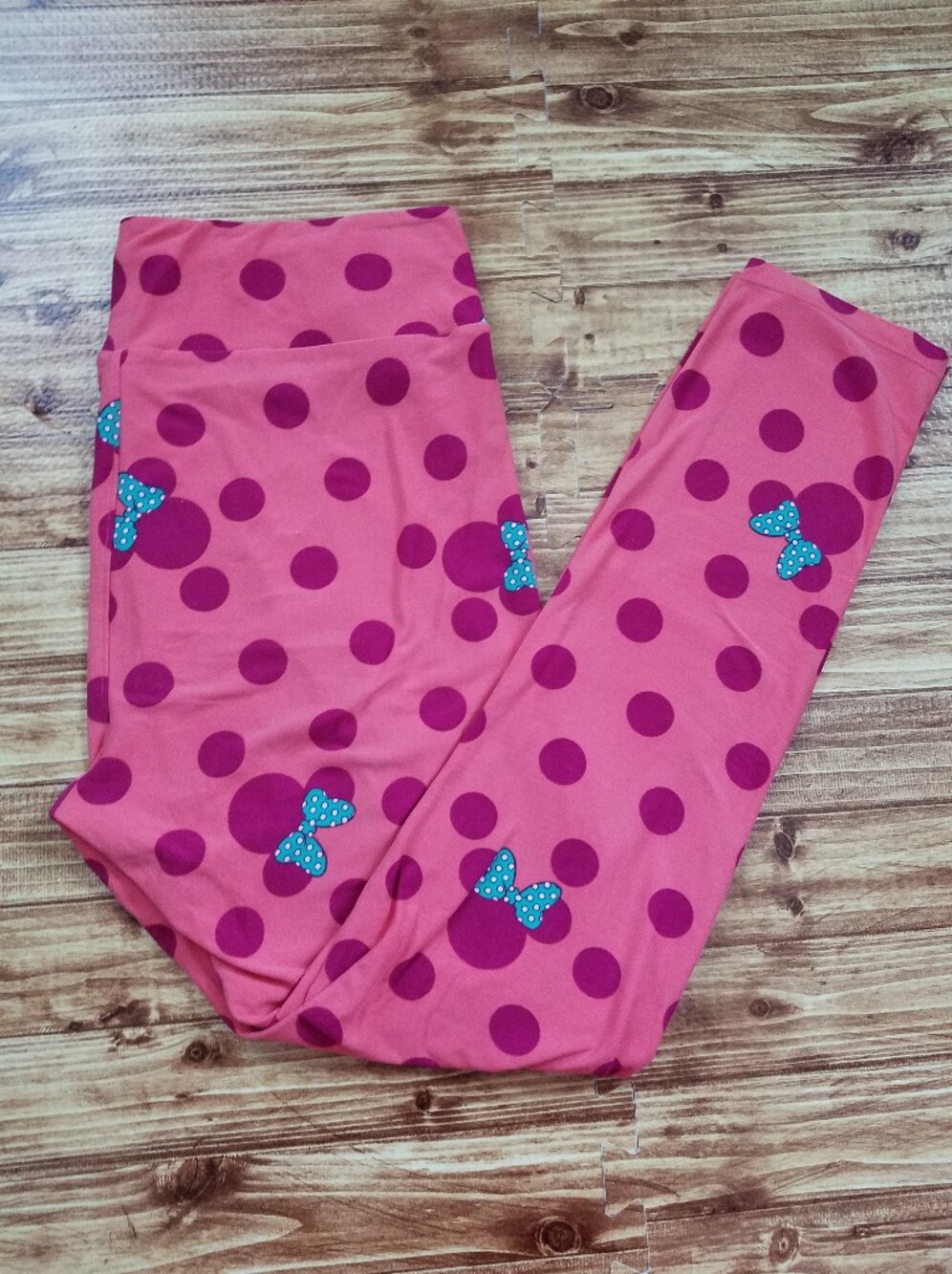 LuLaRoe Disney Minnie Mouse Polka Dot Leggings Pink TC Tall & Curvy 12-18